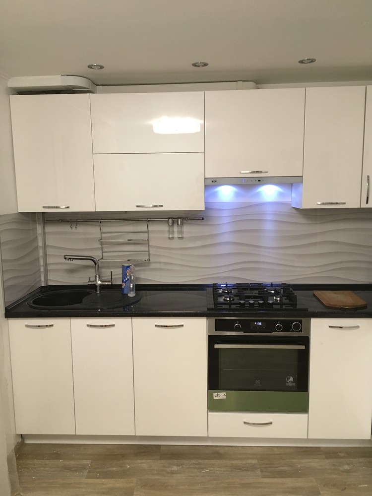 Белый кухонный гарнитур-Кухня МДФ в ПВХ «Модель 311»-фото1