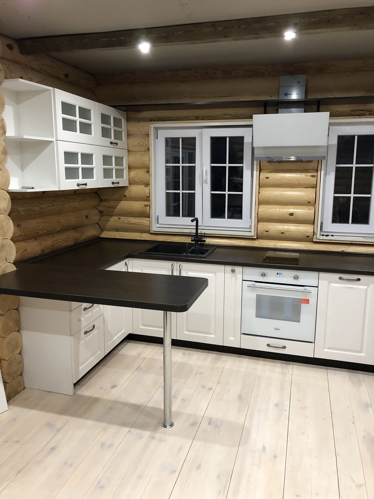 Белый кухонный гарнитур-Кухня МДФ в эмали «Модель 72»-фото1