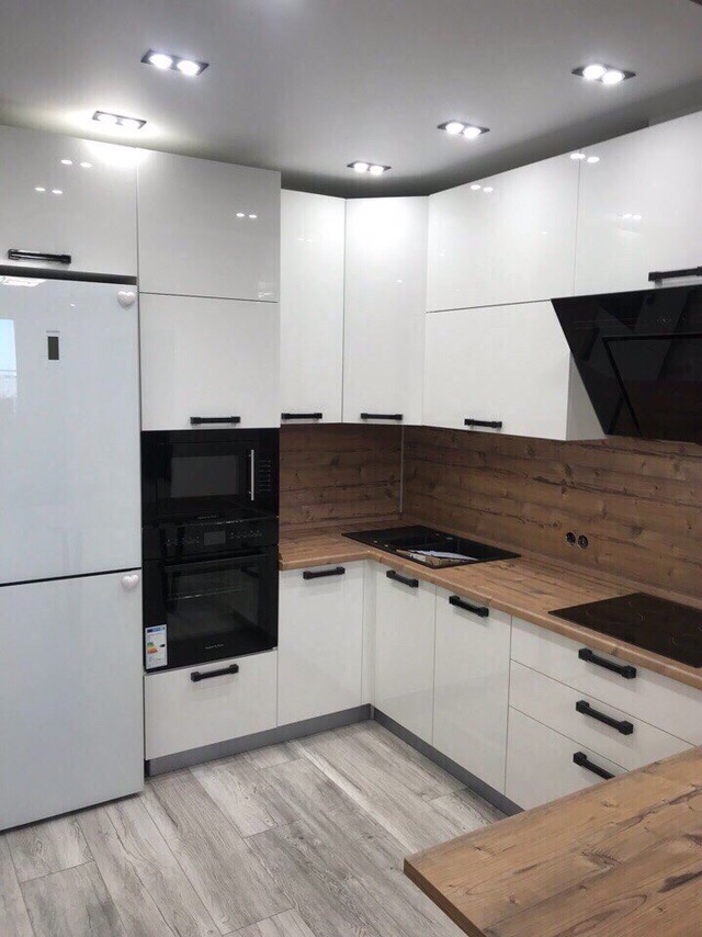 Белый кухонный гарнитур-Кухня из пластика «Модель 446»-фото2