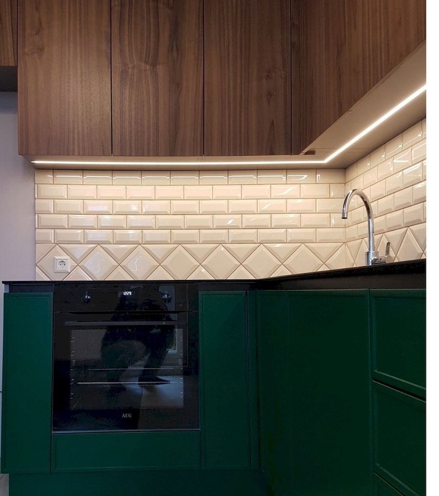 Купить зеленую кухню-Кухня МДФ в эмали «Модель 599»-фото2