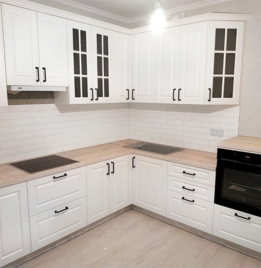 Белый кухонный гарнитур-Кухня МДФ в ПВХ «Модель 302»-фото5