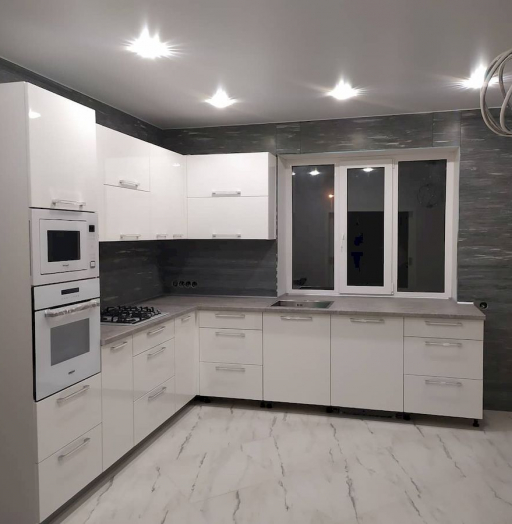 Белый кухонный гарнитур-Кухня МДФ в ПВХ «Модель 669»-фото7